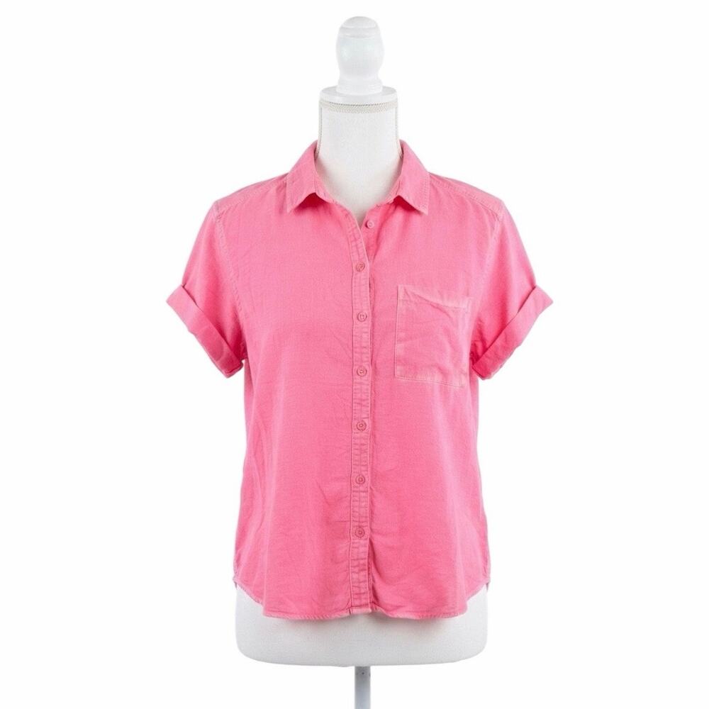 Velvet Heart Hot Pink Distressed Rayon Button Front Shirt Top Size Small